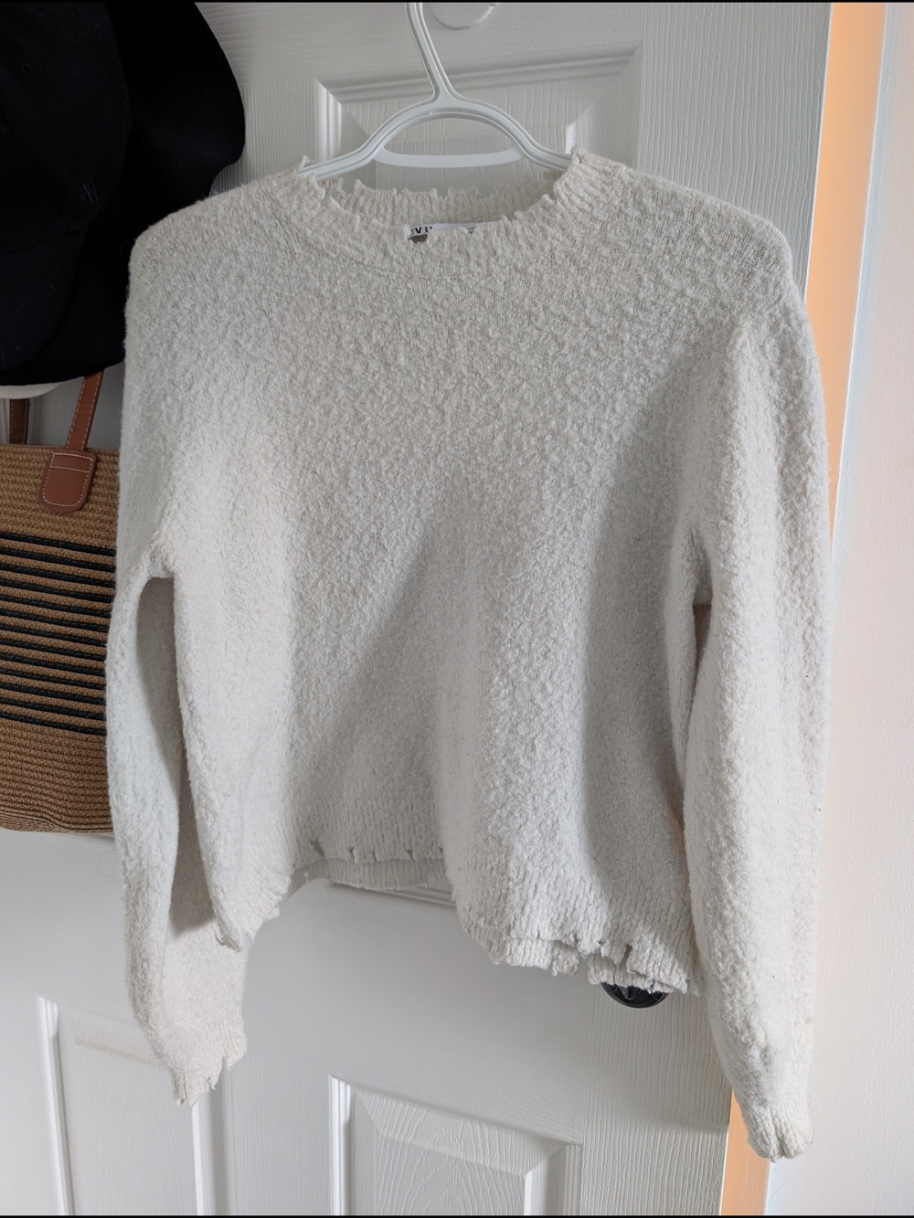 Zara Cream Bouclé Knit Sweater